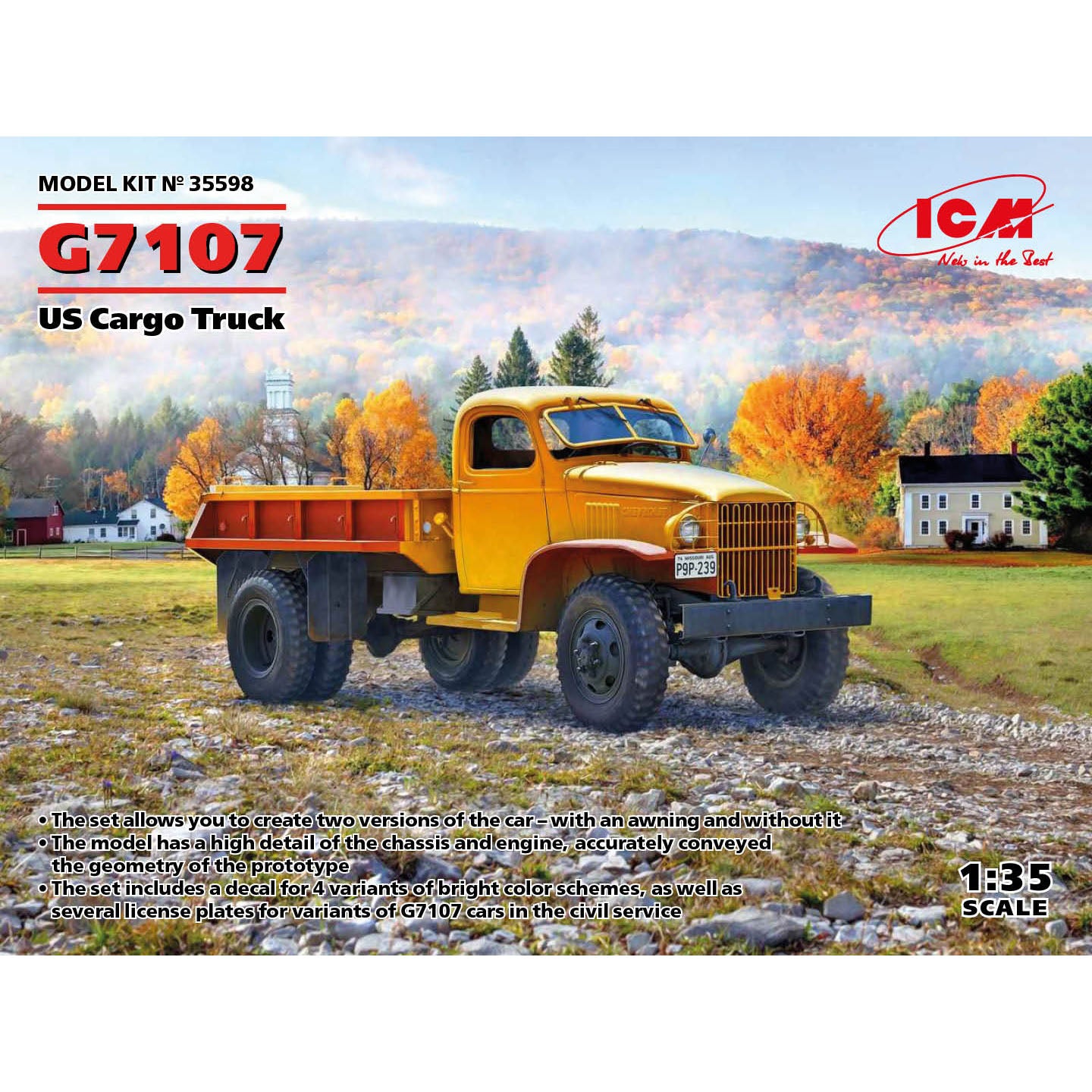 ICM35598 Plastic model car kit Scale 1:35 G7107 US Cargo Truck plastic kit model