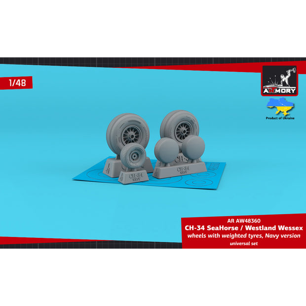 1/48 CH-34 SeaHorse (Navy version) / Westland Wessex wheels w/ weighted tyres Scale 1:48 Armory Models AR AW48360