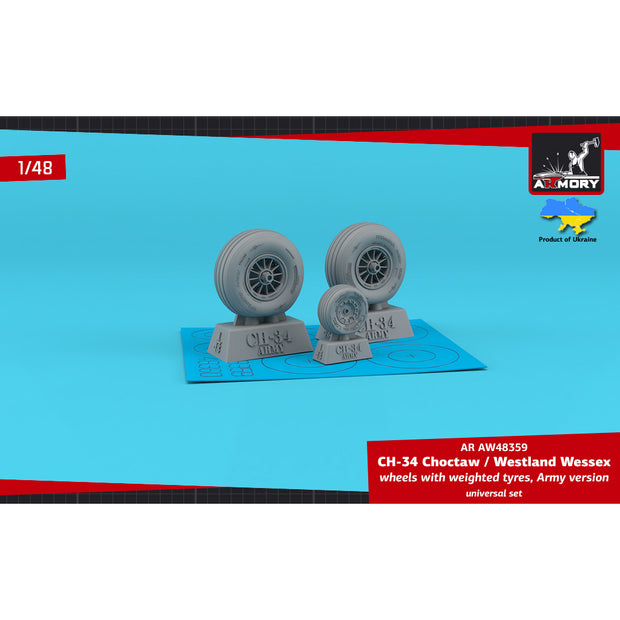 1/48 CH-34 Choctaw (Army version) / Westland Wessex wheels w/ weighted tyres Scale 1:48 Armory Models AR AW48359