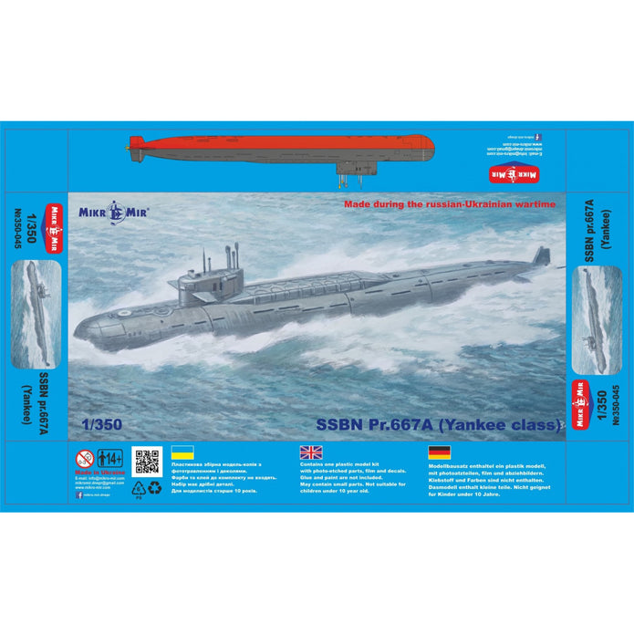 Mikro Mir MM350-045 SSBN project 667A Yankee class Scale 1:350 Plastic Model Submarine Kit