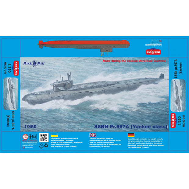 Mikro Mir MM350-045 SSBN project 667A Yankee class Scale 1:350 Plastic Model Submarine Kit