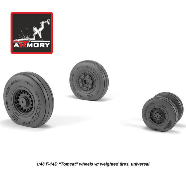 1/48 F-14D Tomcat late type wheels w/ weighted tires Scale 1:48 Armory Models AR AW48327