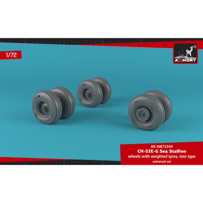 1/72 CH-53 Sea Stallion wheels w/ weighted tires, late Scale 1:72 Armory Models AR AW72344