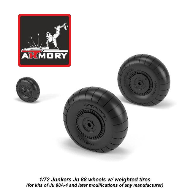 1/72 Junkers Ju 88 late wheels w/ weighted tires Scale 1:72 Armory Models AR AW72202