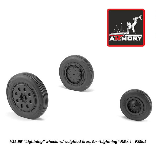 1/32 EE Lightning wheels w/ weighted tires, early Scale 1:32 Armory Models AR AW32401