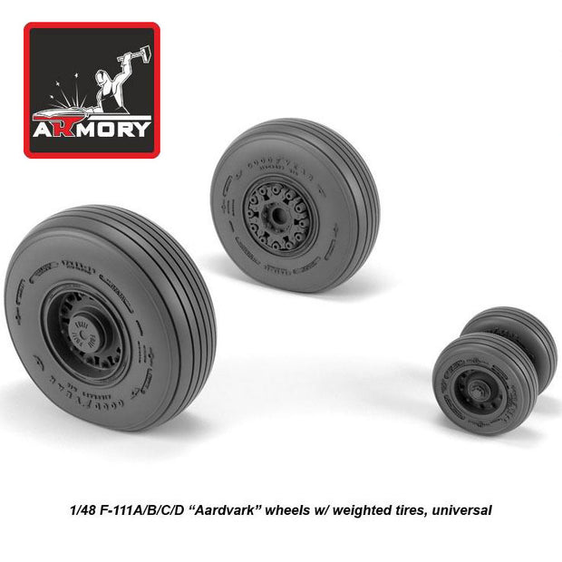 1/48 F-111A/B/C/D Aardvark wheels w/ weighted tires (for Academy, HobbyBoss, Monogram)  Scale 1:48 Armory Models AR AW48319