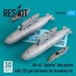 AH-64 Apache late Pylons with 122 gal Fuel Tanks for Academy kit (3D Printing) Scale 1:72 ResKit RSU72-0230 for Helicopters Model Kit