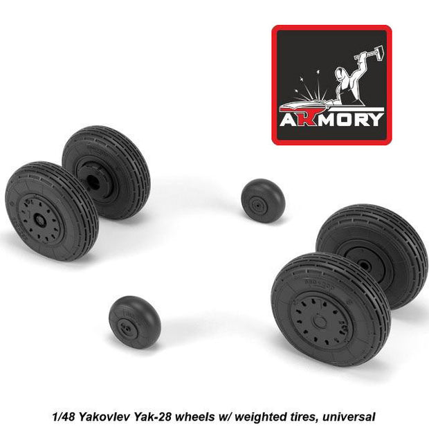 1/48 Yak-28 wheels w/ weighted tires Scale 1:48 Armory Models AR AW48037