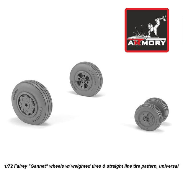 1/72 Fairey Gannet early type wheels w/ weighted tires of straight tire pattern Scale 1:72 Armory Models AR AW72412