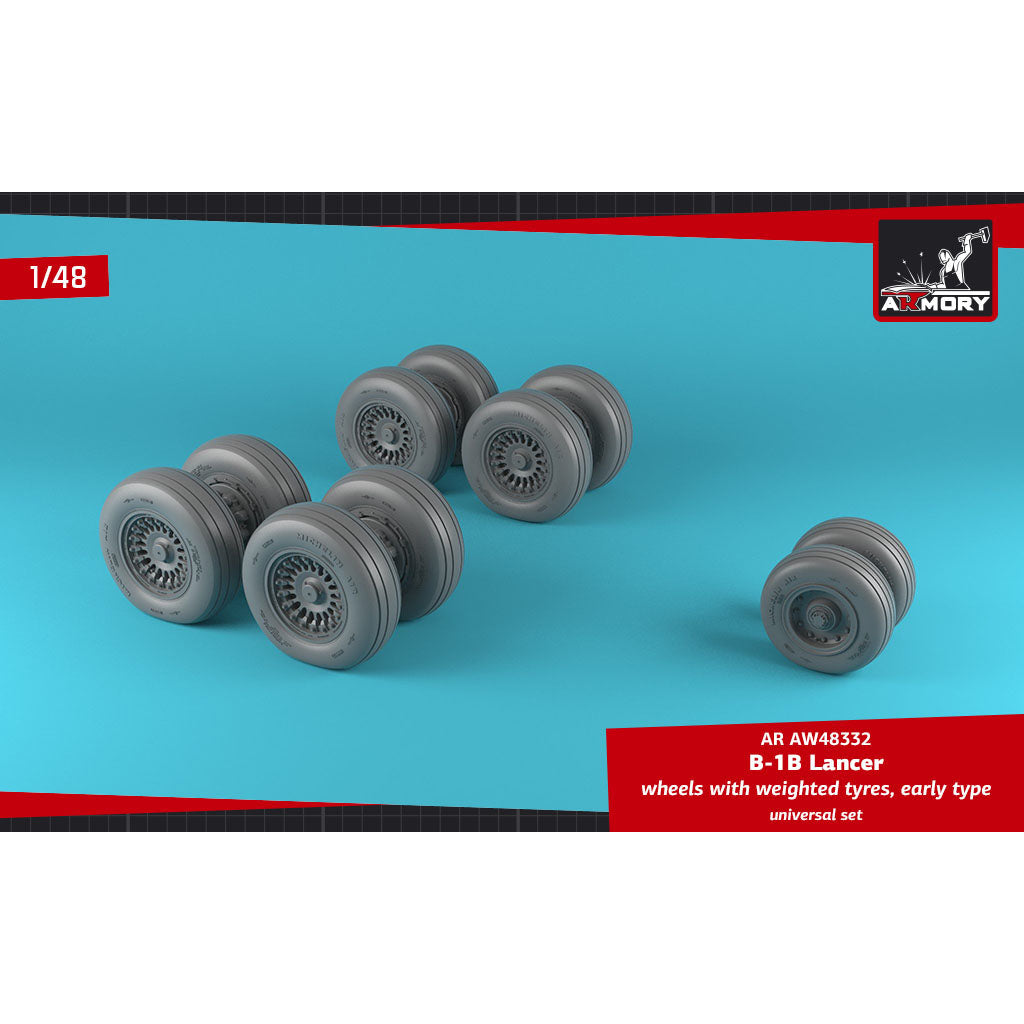 1/48 B-1B Lancer wheels w/ weighted tires, early Scale 1:48 Armory Models AR AW48332