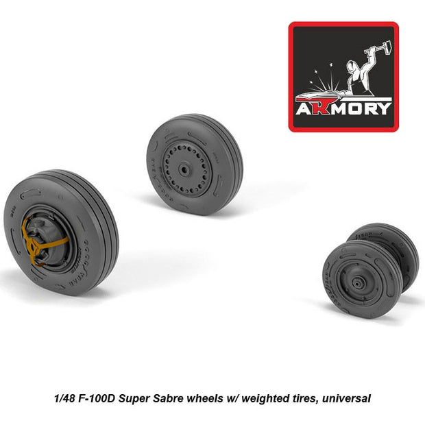 1/48 F-100D Super Sabre wheels w/ weighted tires Scale 1:48 Armory Models AR AW48316