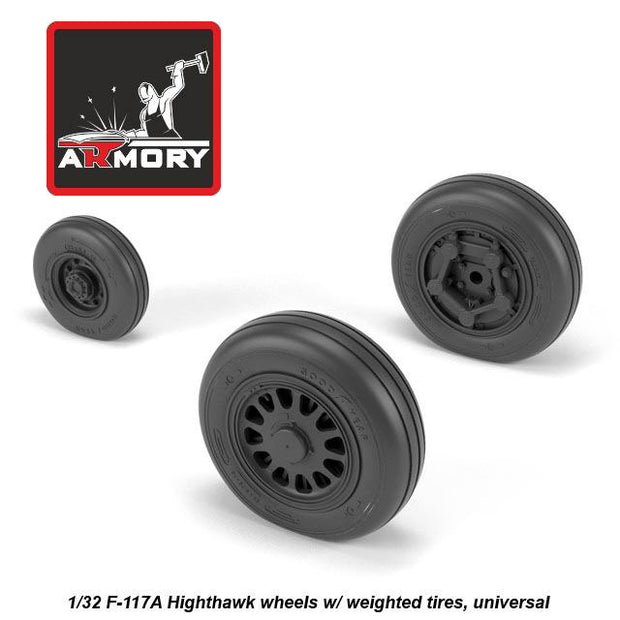 1/32 F-117A Nighthawk wheels w/ weighted tires Scale 1:32 Armory Models AR AW32305
