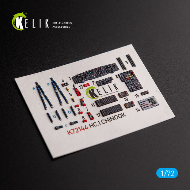 HC.1 Chinook. Interior 3D Decals (for Airfix Helicopter model kit) Scale 1:72 KeliK K72144