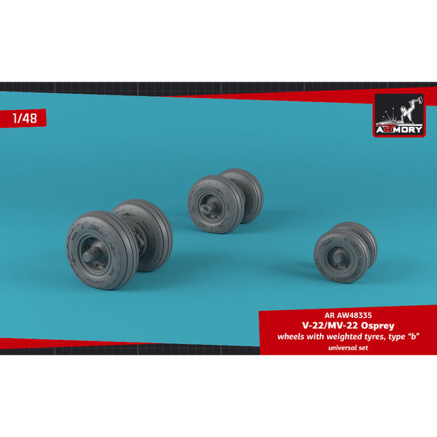 1/48 V-22/MV-22 Osprey wheels w/ weighted tires type "b" Scale 1:48 Armory Models AR AW48335