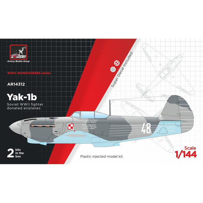 1/144 Yakovlev Yak-1b Donated Airplanes, Soviet WWII fighter Scale 1:144 Armory Models AR14312