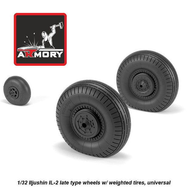 1/32 Iljushin IL-2 Bark late type wheels w/ weighted tyres Scale 1:32 Armory Models AR AW32016