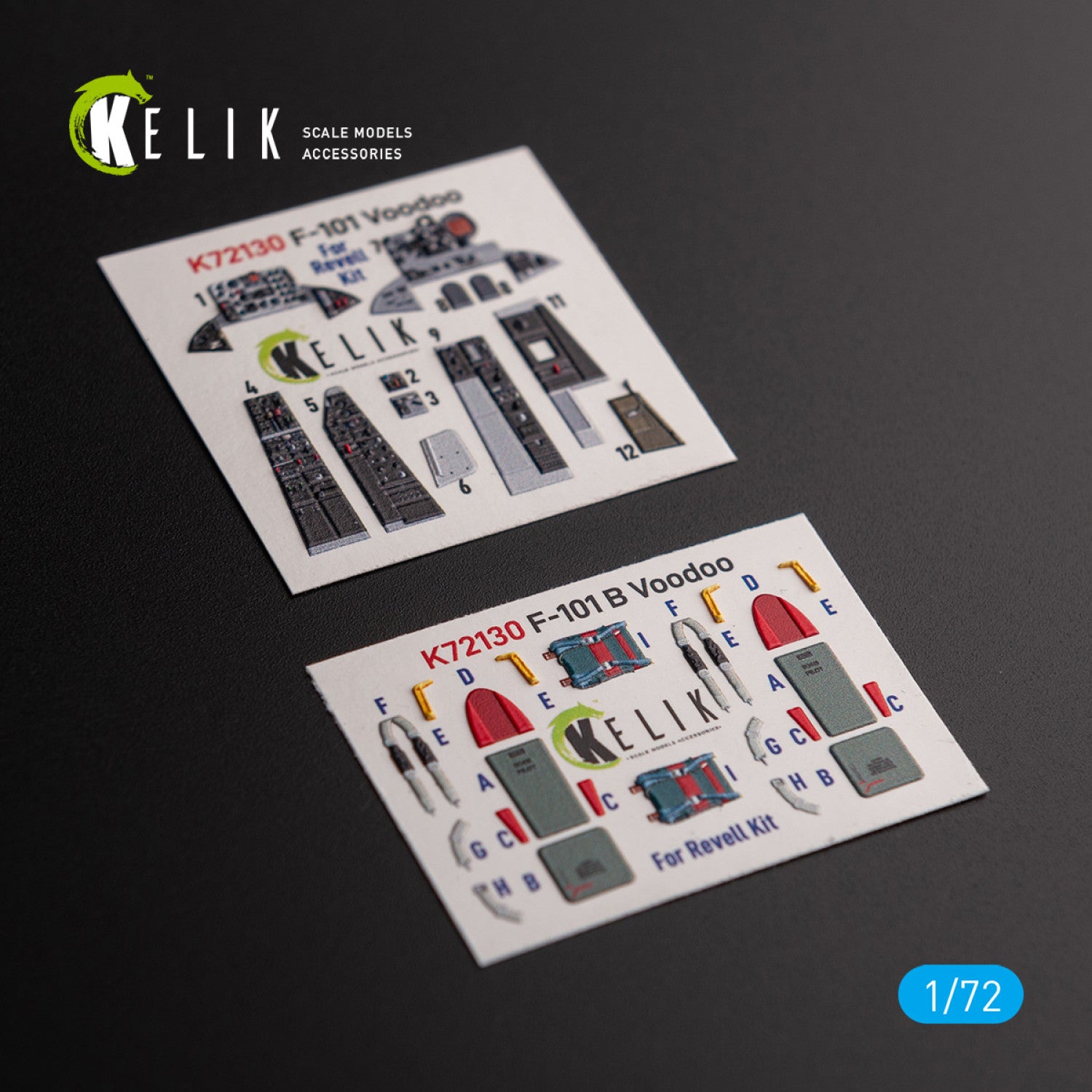 F-101 Voodoo. Interior 3D Decals (for Revell Aircraft model kit) Scale 1:72 KeliK K72130