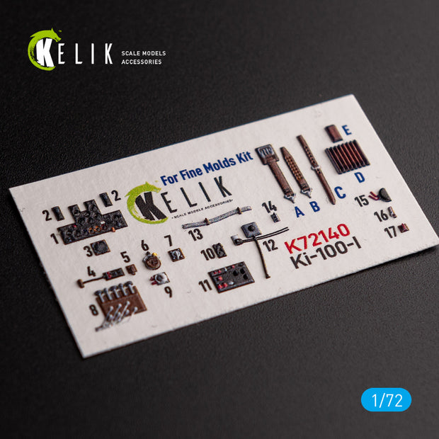Ki-100-I. Interior 3D Decals (for Fine Molds Aircraft model kit) Scale 1:72 KeliK K72140