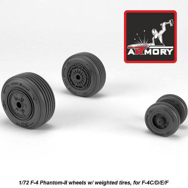1/72 F-4 Phantom-II wheels w/ weighted tires, mid Scale 1:72 Armory Models AR AW72329