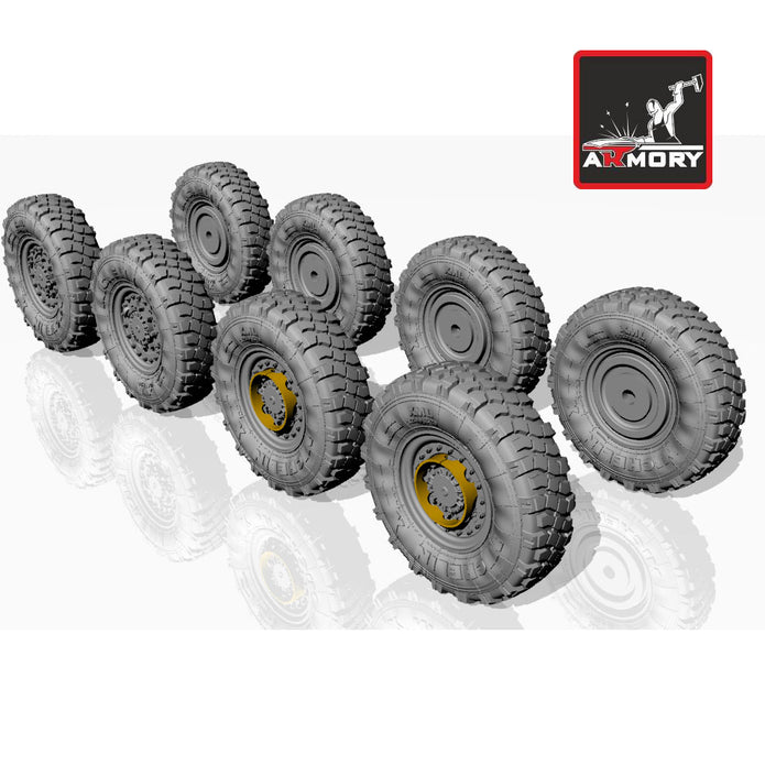 1/72 M1126 Stryker wheels w/ 12, 00 R20 XML tires (for Academy, Trumpeter)  Scale 1:72 Armory Models AR AC7318