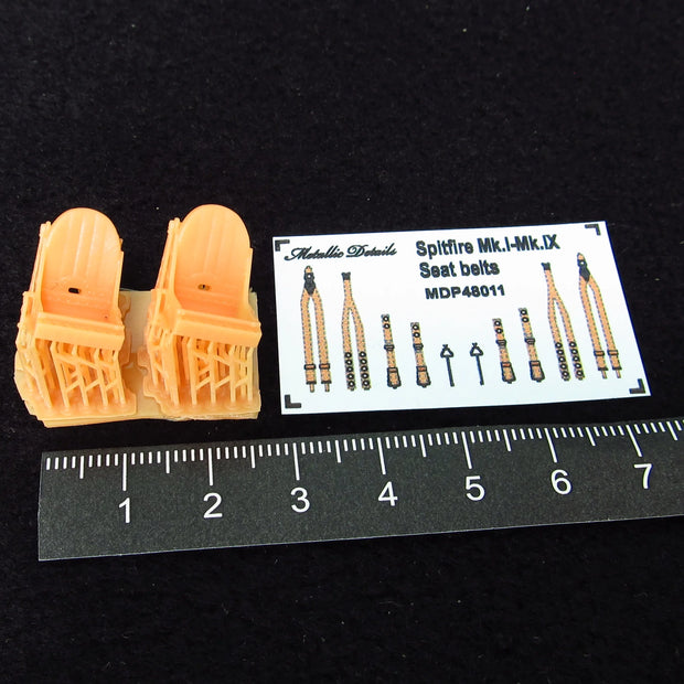 Spitfire Seats + 3D Decals 2 pcs Detailing set (3D-Printed) Scale 1:48 Metallic Details MDR48262 - For Model Kits Aircraft
