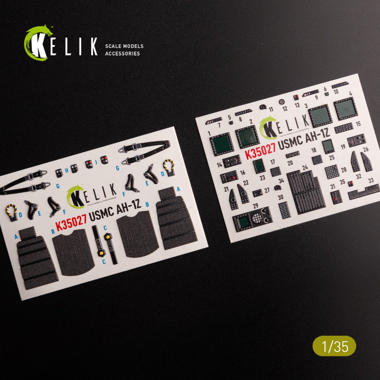 Bell AH-1Z. Interior 3D Decals (for Academy Helicopter model kit) Scale 1:35 KeliK K35027