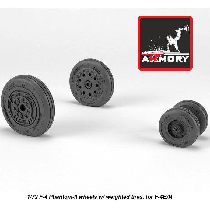 1/72 F-4 Phantom-II wheels w/ weighted tires, early Scale 1:72 Armory Models AR AW72328