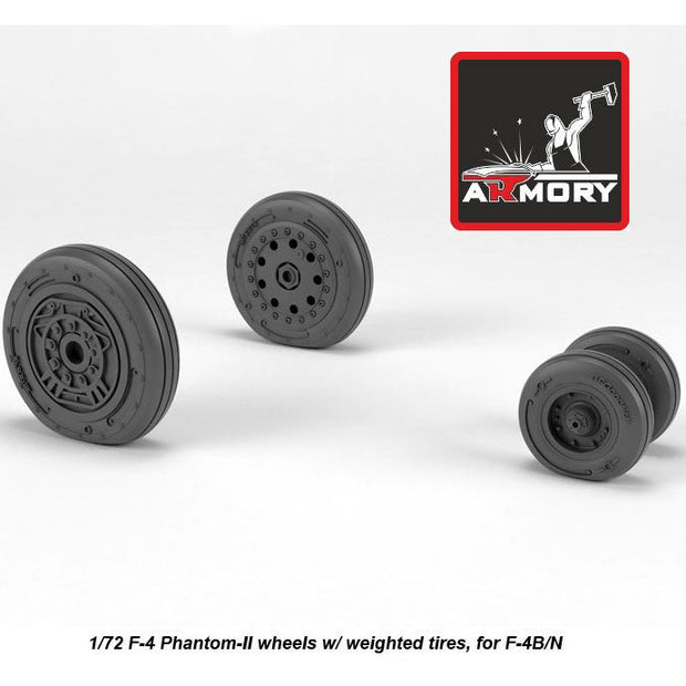 1/72 F-4 Phantom-II wheels w/ weighted tires, early Scale 1:72 Armory Models AR AW72328