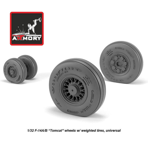 1/32 F-14A/B Tomcat early type wheels w/ weighted tires (for Revell, Tamiya, Trumpeter, universal)  Scale 1:32 Armory Models AR AW32309
