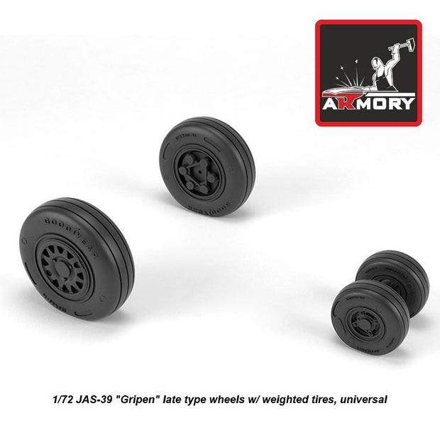 1/72 JAS-39 Gripen wheels w/ weighted tires, late Scale 1:72 Armory Models AR AW72504