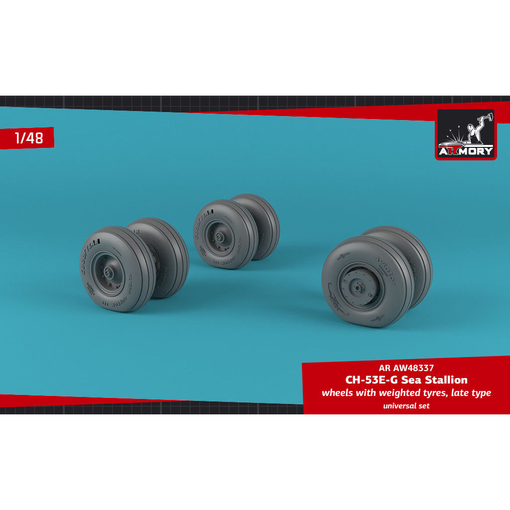 1/48 CH-53 Sea Stallion wheels w/ weighted tires, late Scale 1:48 Armory Models AR AW48337