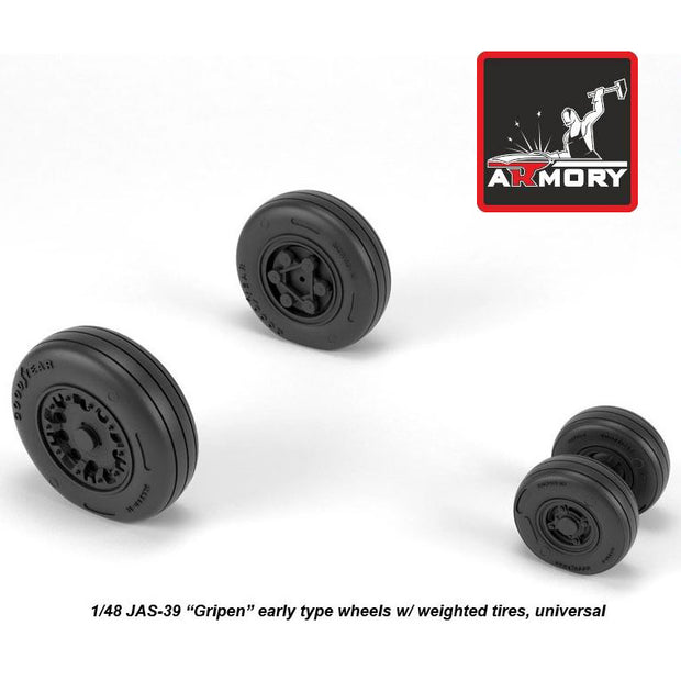 1/48 JAS-39 Gripen wheels w/ weighted tires, early Scale 1:48 Armory Models AR AW48503