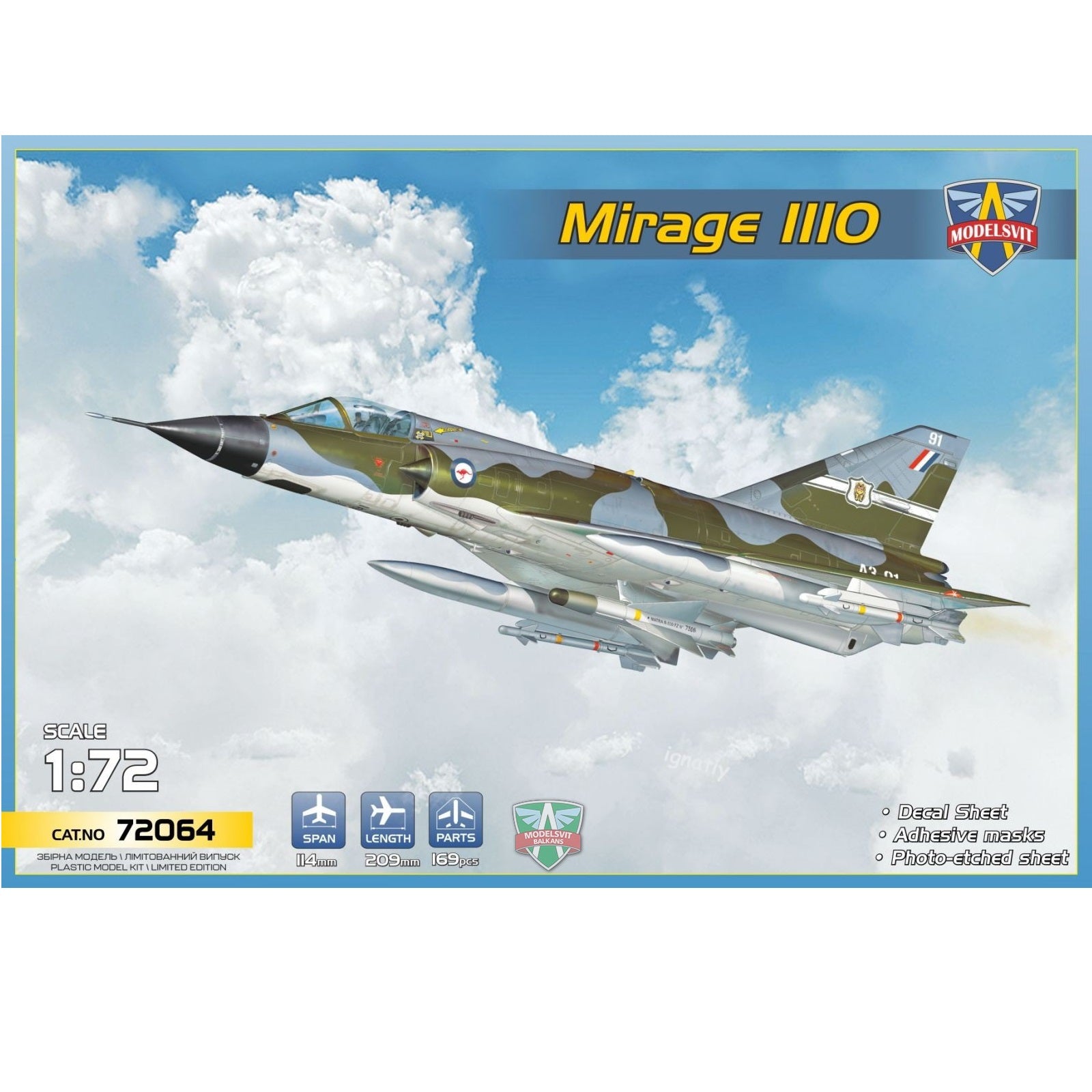 Modelsvit 72064 Plastic model aicraft kit Scale 1:72 Mirage IIIO Interceptor