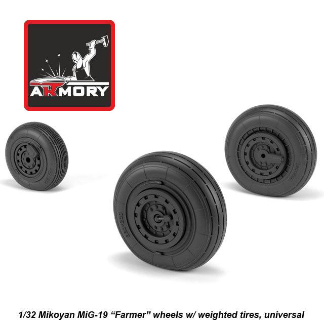 1/32 Mikoyan MiG-19 Farmer wheels w/ weighted tires Scale 1:32 Armory Models AR AW32012