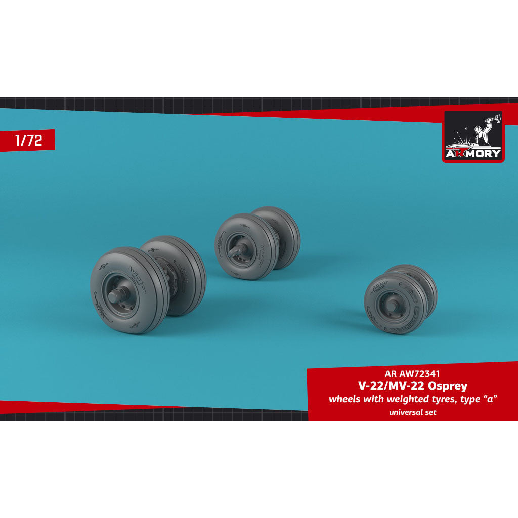 1/72 V-22/MV-22 Osprey wheels w/ weighted tires type 