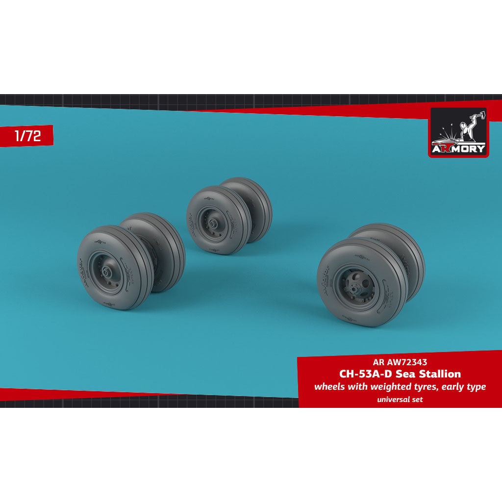 1/72 CH-53 Sea Stallion wheels w/ weighted tires, early Scale 1:72 Armory Models AR AW72343