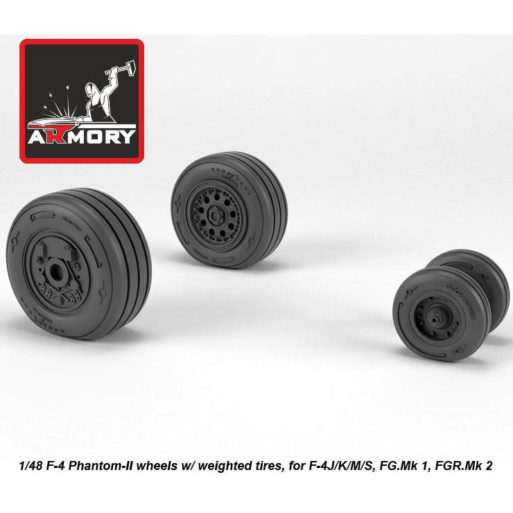 1/48 F-4 Phantom-II wheels w/ weighted tires, late Scale 1:48 Armory Models AR AW48325
