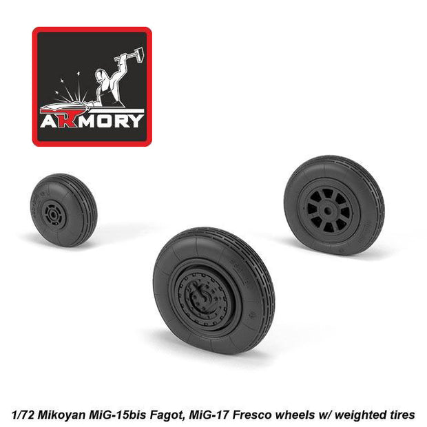 1/72 Mikoyan MiG-15bis Fagot (late) / MiG-17 Fresco wheels w/ weighted tires Scale 1:72 Armory Models AR AW72054