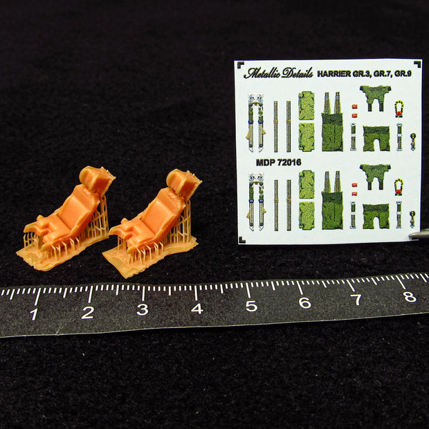 Harrier GR,3, GR,7, GR,9 Ejection Seats + 3D Decals Detailing set 2 pcs (3D-Printed) Scale 1:72 Metallic Details MDR72115 - For Aircraft Model Kits