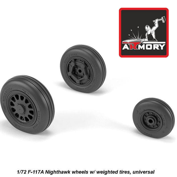 1/72 F-117A Nighthawk wheels w/ weighted tires Scale 1:72 Armory Models AR AW72325