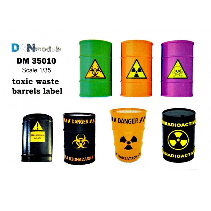 Labels on barrels and packaging with toxic waste. Scale 1:35 DAN Models DM 35010