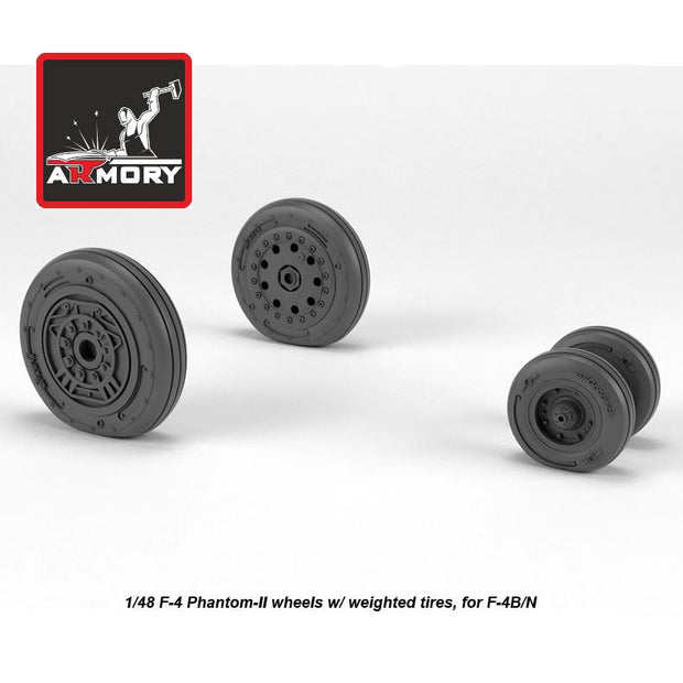 1/48 F-4 Phantom-II wheels w/ weighted tires, early Scale 1:48 Armory Models AR AW48323
