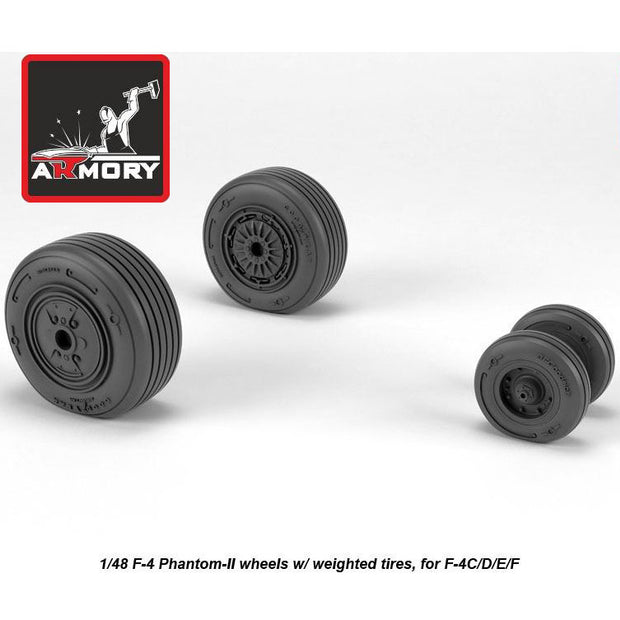 1/48 F-4 Phantom-II wheels w/ weighted tires, mid Scale 1:48 Armory Models AR AW48324
