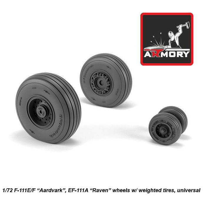 1/72 F-111E/F Aardvark / EF-111A Raven wheels w/ weighted tires Scale 1:72 Armory Models AR AW72338