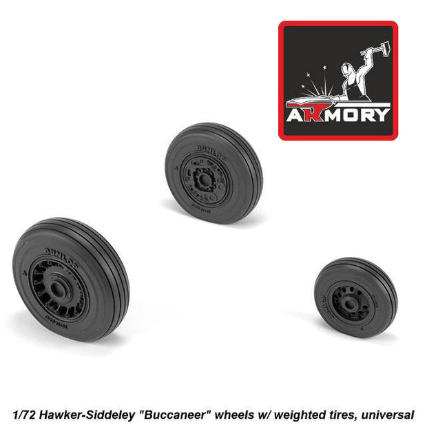 1/72 Hawker-Siddeley Buccaneer wheels w/ weighted tires Scale 1:72 Armory Models AR AW72411
