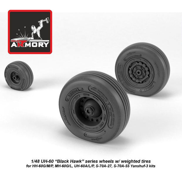 1/48 UH-60 Black Hawk wheels w/ weighted tires Scale 1:48 Armory Models AR AW48329
