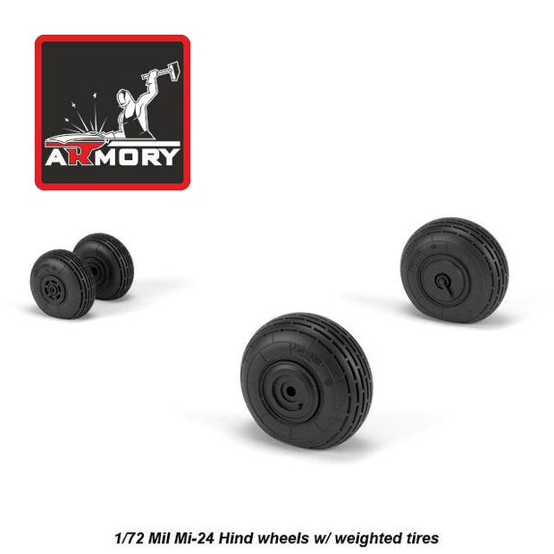 1/72 Mil Mi-24 Hind wheels w/ weighted tires Scale 1:72 Armory Models AR AW72052