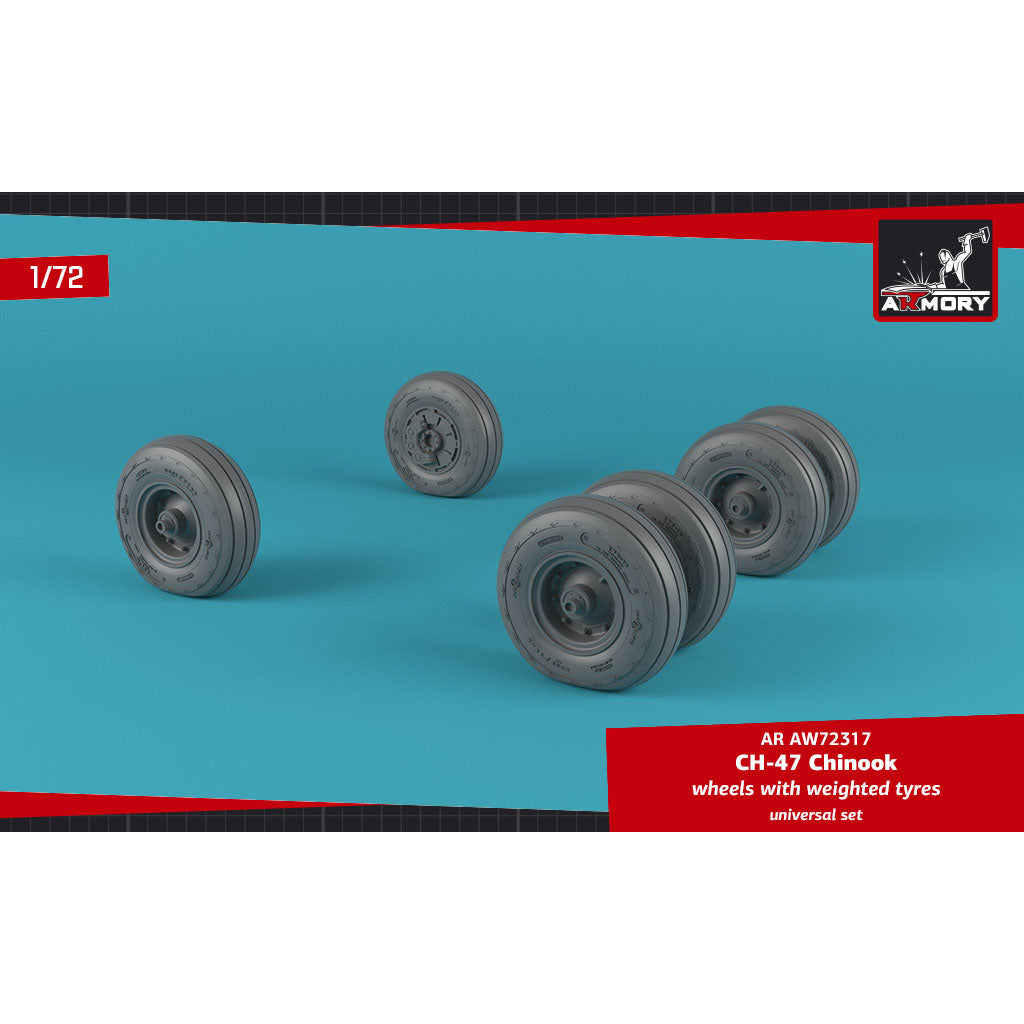 1/72 CH-47 Chinook wheels w/ weighted tires - RETOOLED SET! Scale 1:72 Armory Models AR AW72317