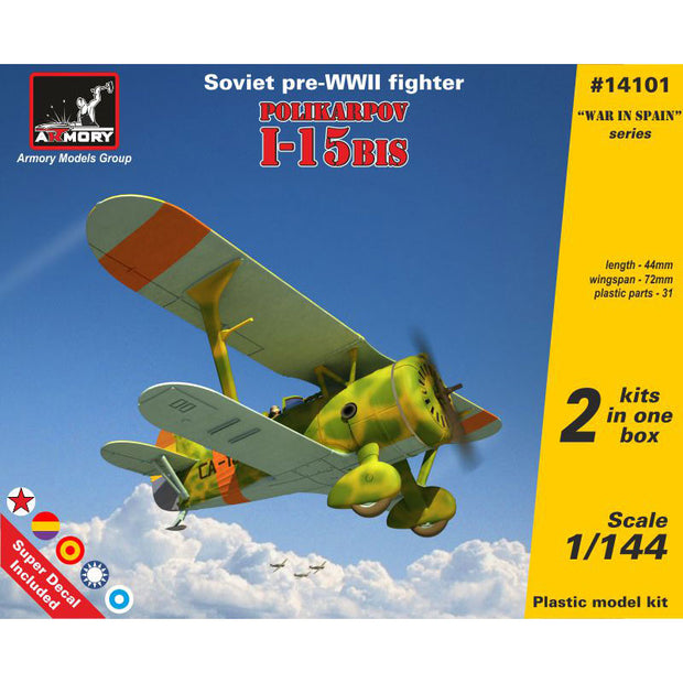 1/144 Polikarpov I-15bis, Soviet Inter-War fighter Scale 1:144 Armory Models AR14101
