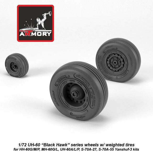 1/72 UH-60 Black Hawk wheels w/ weighted tires Scale 1:72 Armory Models AR AW72334